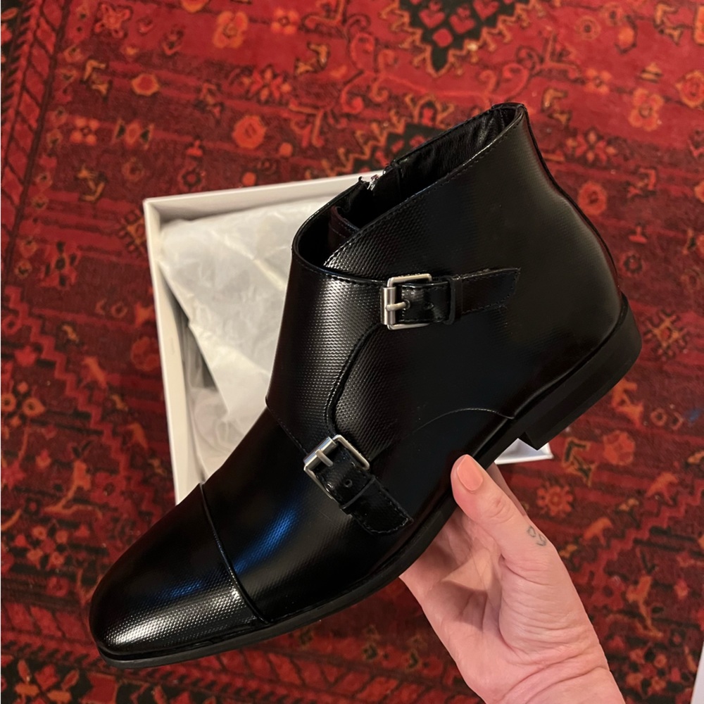 Calvin Klein Men's Ludo Double Monk Strap Boots Leather